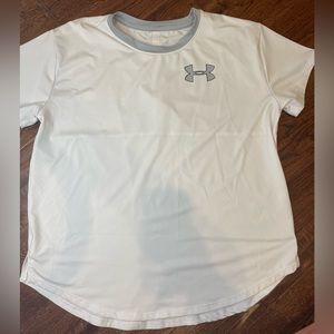 Gray and White Under Armour Athletic Shirt
